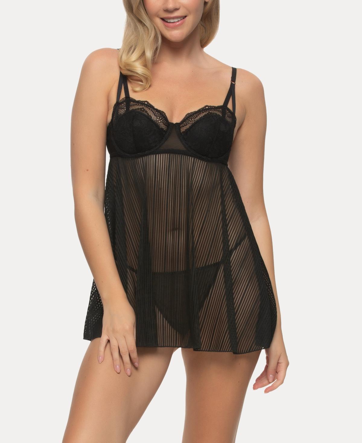 Jezebel Womens Doyenne Mesh Stripe Babydoll Set Product Image