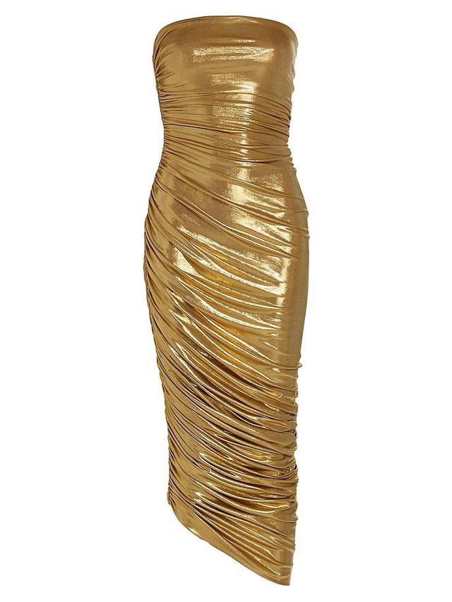 Womens Diana Metallic Ruched Strapless Gown Product Image