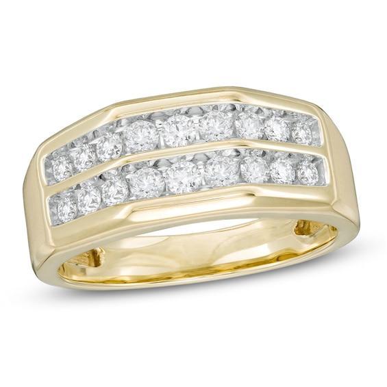 Men's 3/4 CT. T.w. Diamond Double Row Wedding Band in 10K Gold Product Image