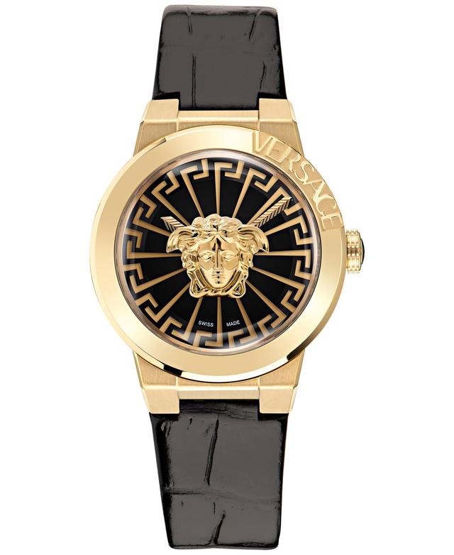 Versace Womens Swiss Medusa Infinite Black Leather Strap Watch 38mm Product Image