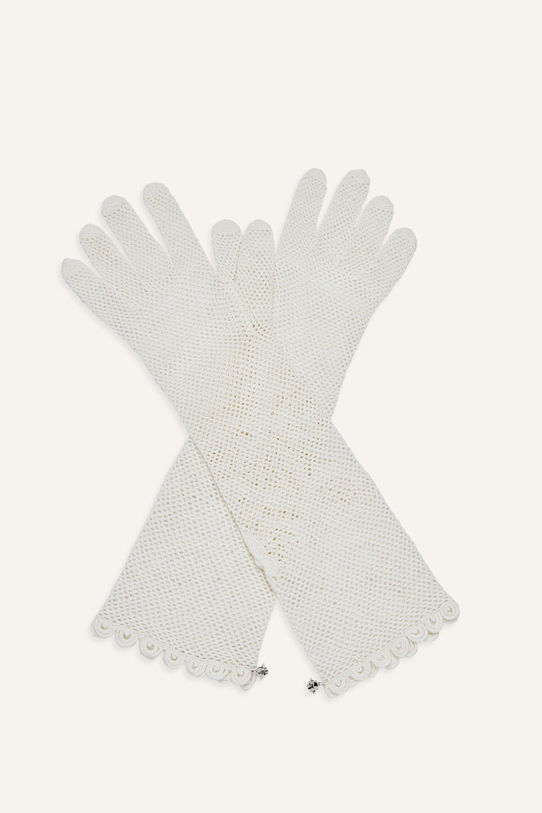 Crochet gloves in cream Product Image