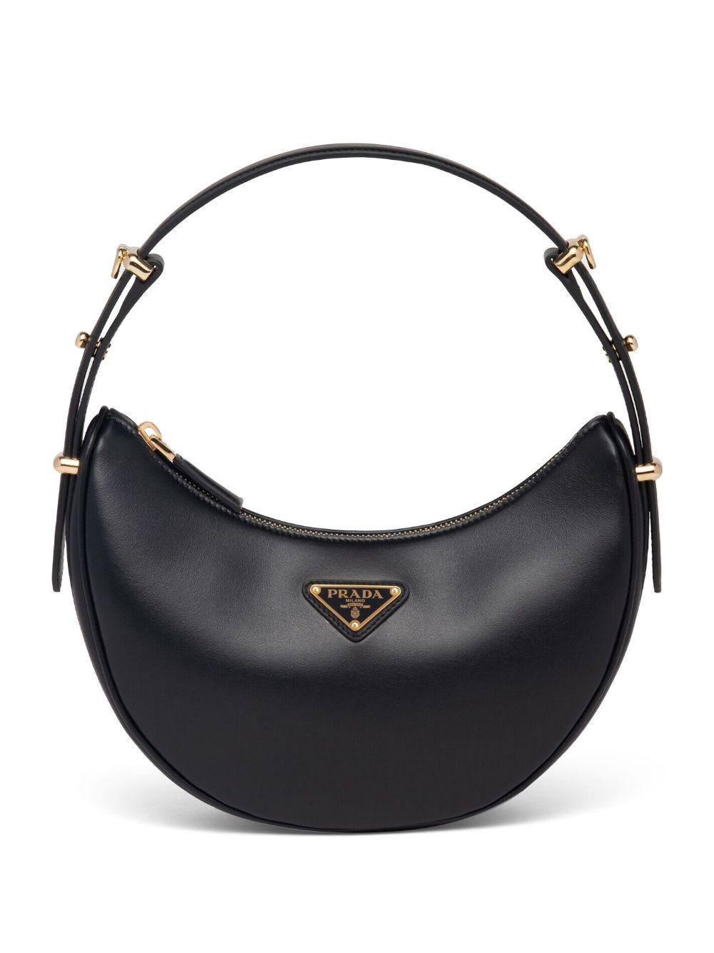 Zip Calf Leather Shoulder Bag In Black Product Image