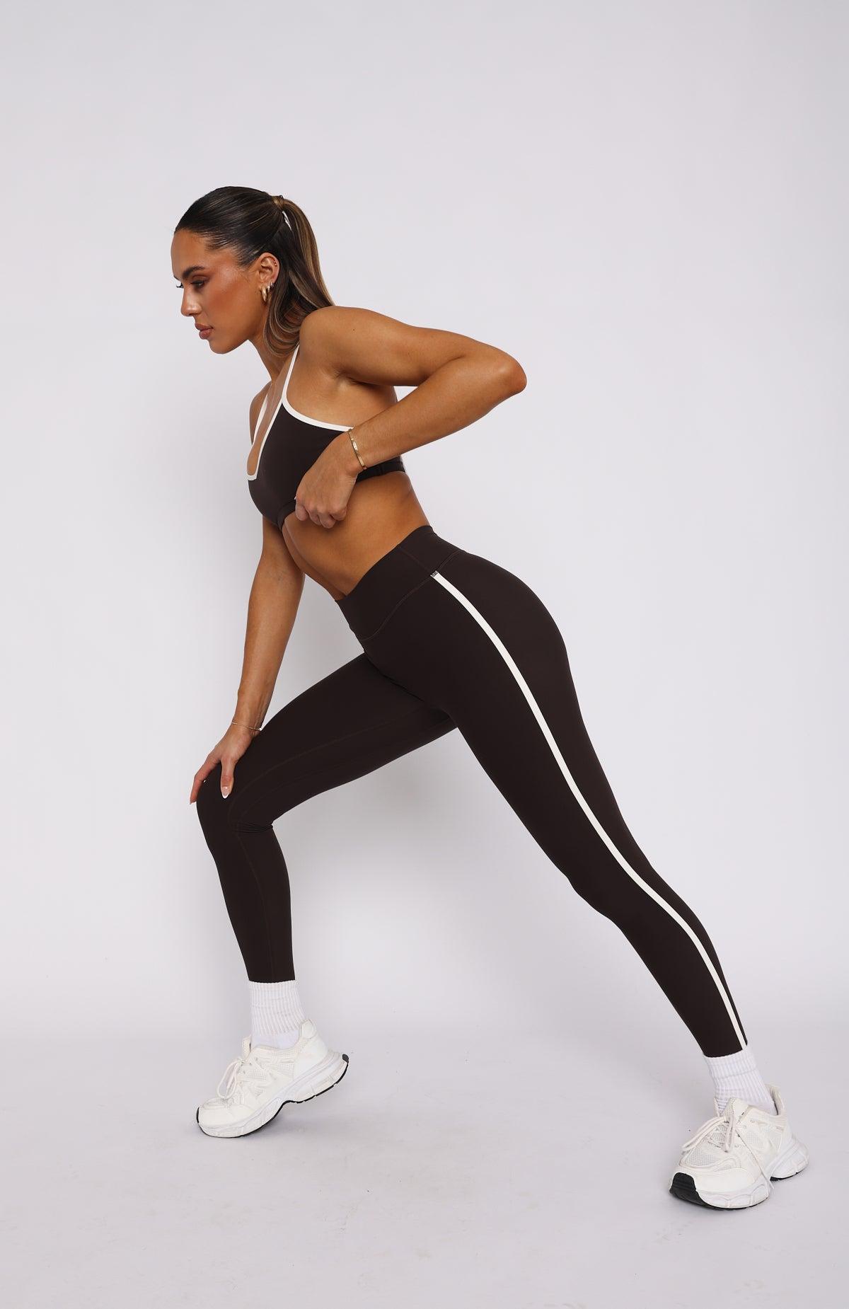 Core Workout High Waisted Leggings Espresso/Cream Product Image