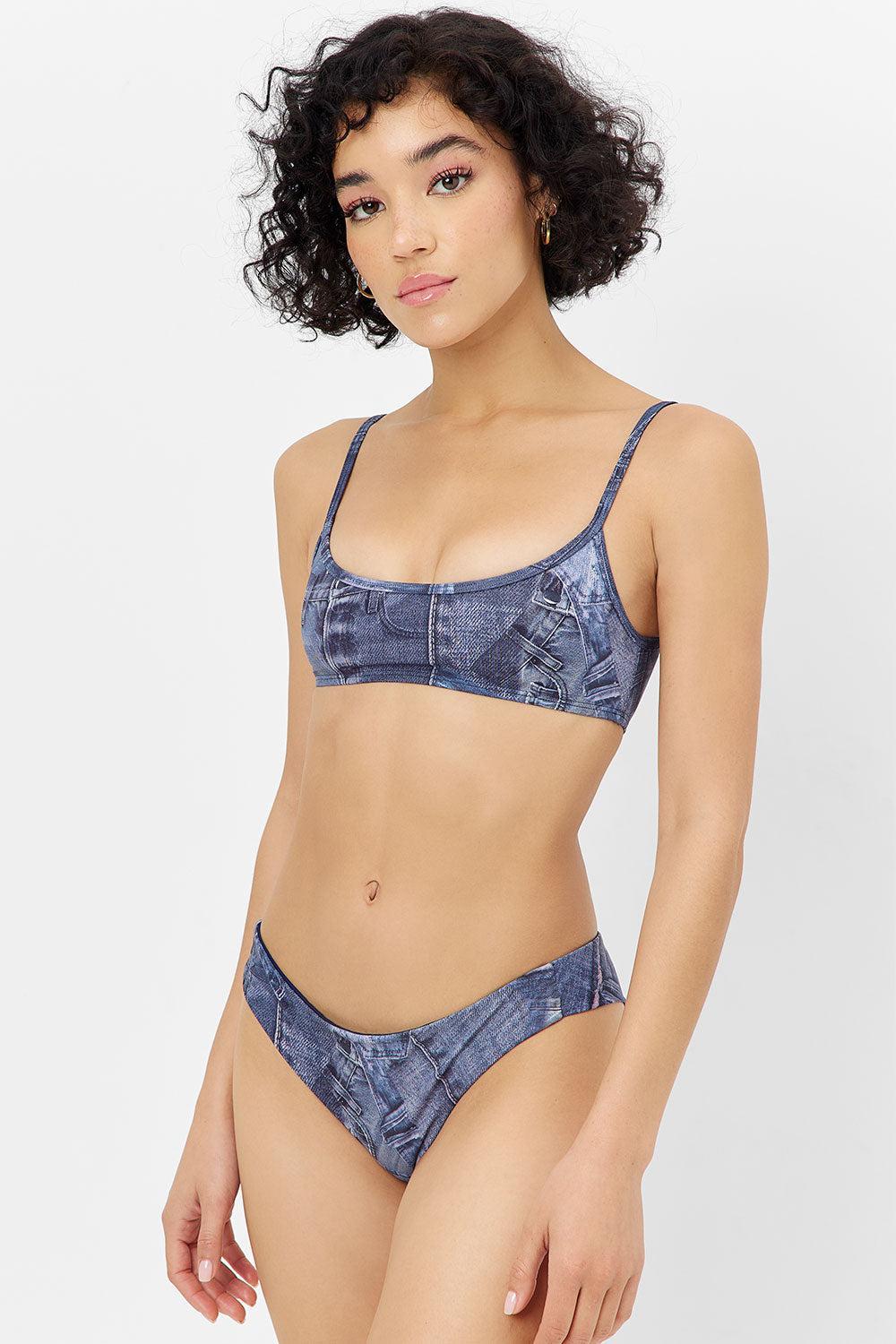 Enzo Cheeky Bikini Bottom - Blue Jean Product Image