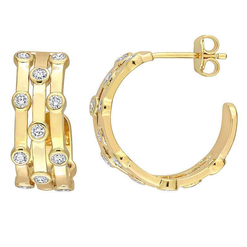 Stella Grace 18k Gold Over Sterling Silver 7/8 Carat T.W. Lab-Grown Diamond Vintage Hoop Earrings, Womens, 18k Gold Plated Product Image