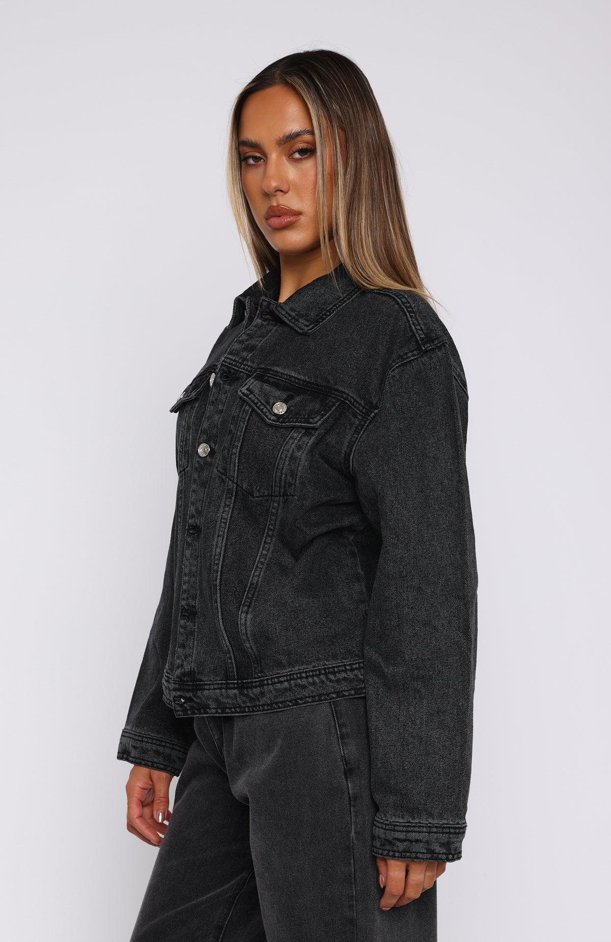 Back Street Denim Jacket Black Acid Wash Product Image