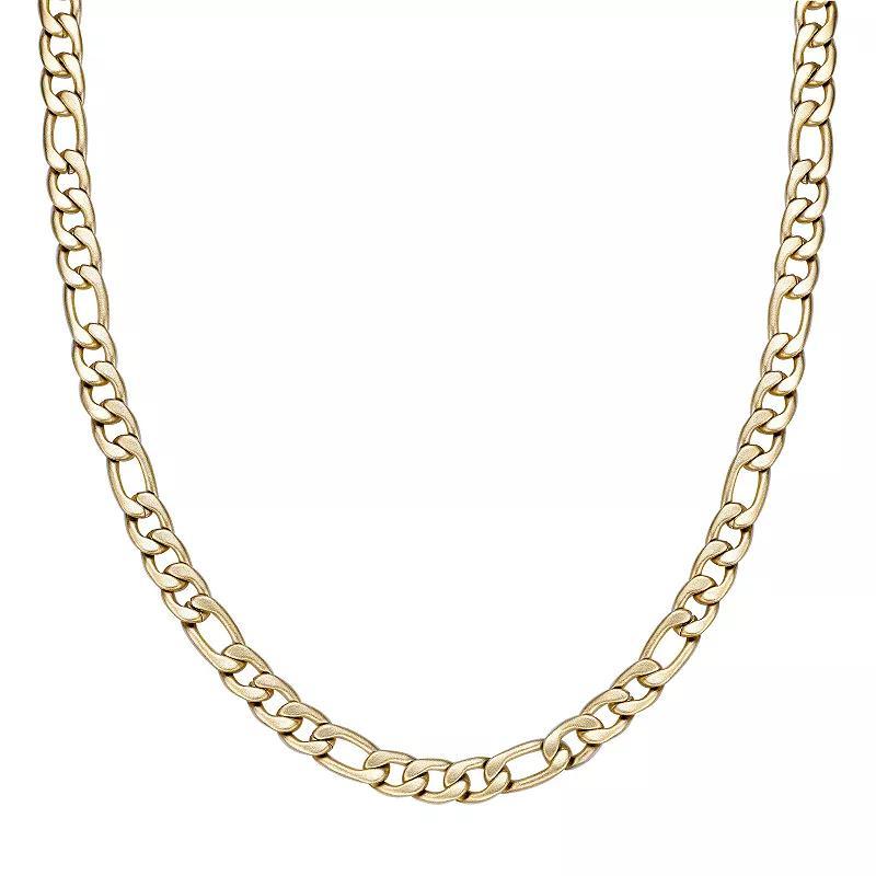 Mens LYNX Stainless Steel Gold Tone Ion-Plated Figaro Chain Necklace Product Image