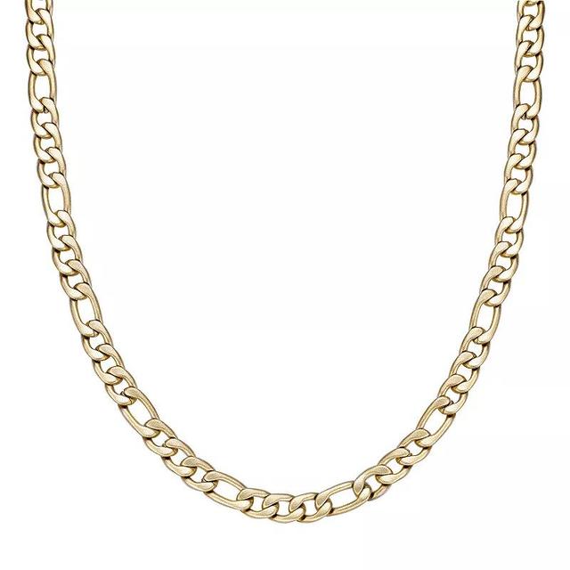 Mens LYNX Stainless Steel Gold Tone Ion-Plated Figaro Chain Necklace Product Image