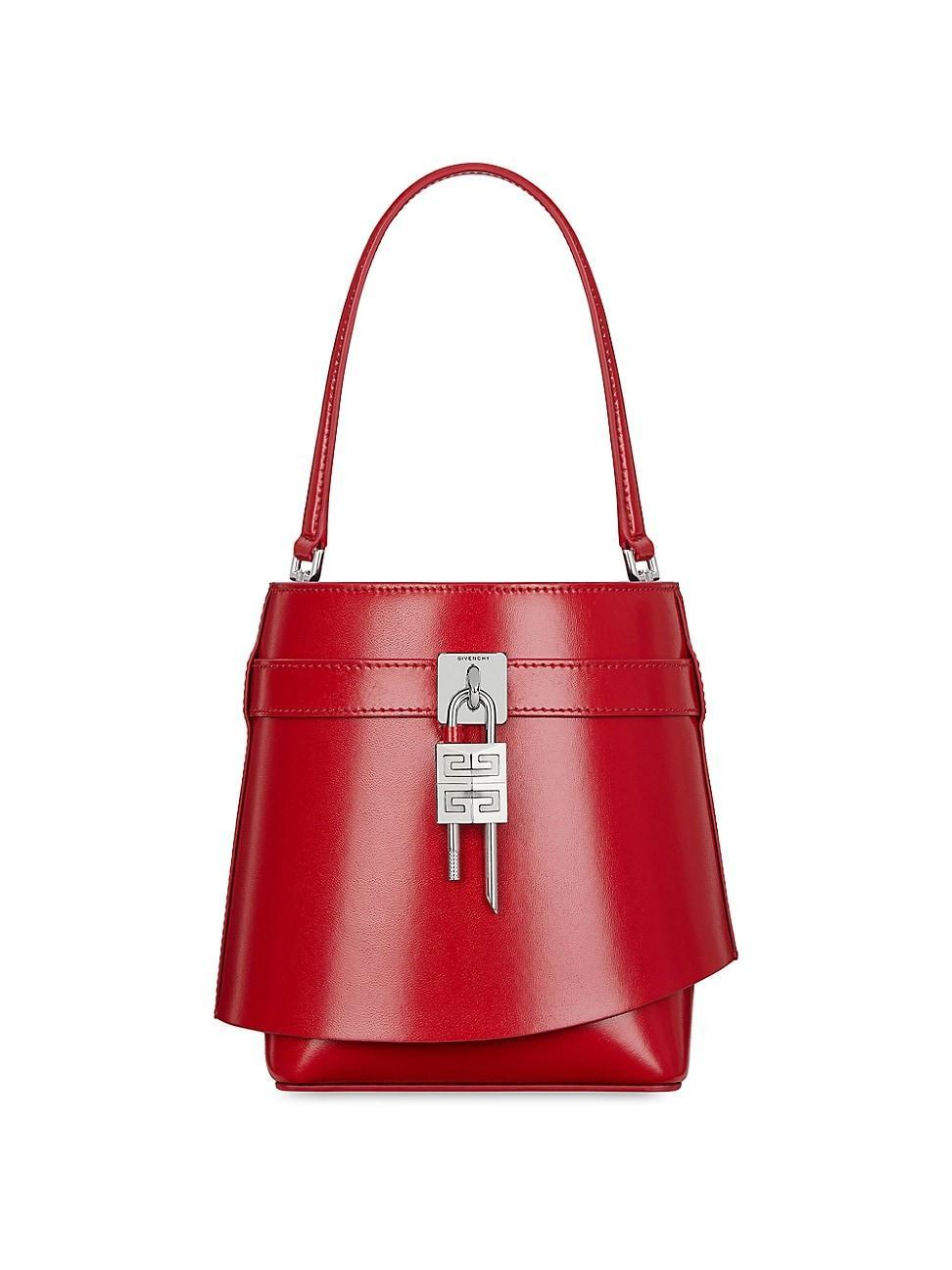 Womens Shark Lock Bucket Bag in Box Leather Product Image