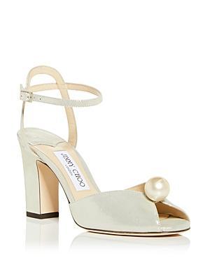 Jimmy Choo Sacaria Imitation Pearl Embellished Ankle Strap Sandal Product Image