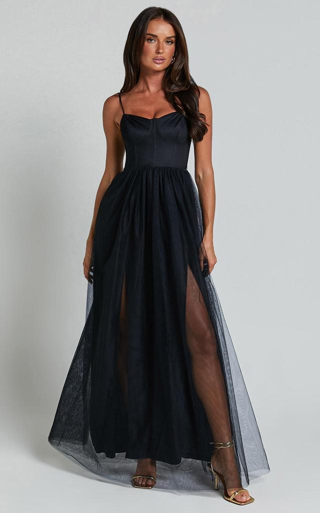 At The Altar Midi Dress - Bodice Dress in Black Product Image