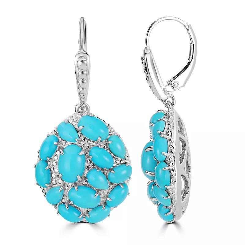 Gemistry Sterling Silver Genuine Turquoise Cluster Drop Earrings, Womens Product Image