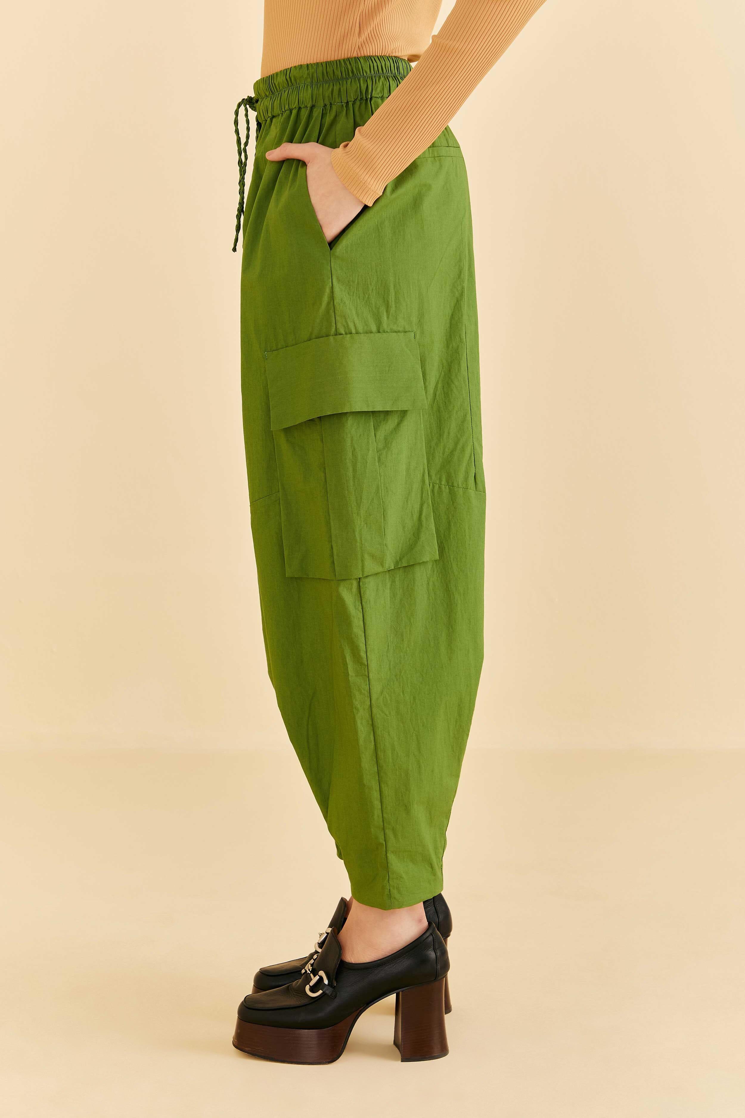 Green Organic Cotton Cargo Pants Product Image