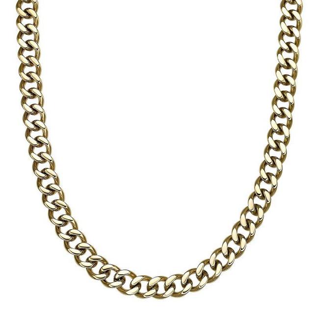 Mens LYNX Stainless Steel 11 mm Curb Chain Necklace Gold Tone Product Image