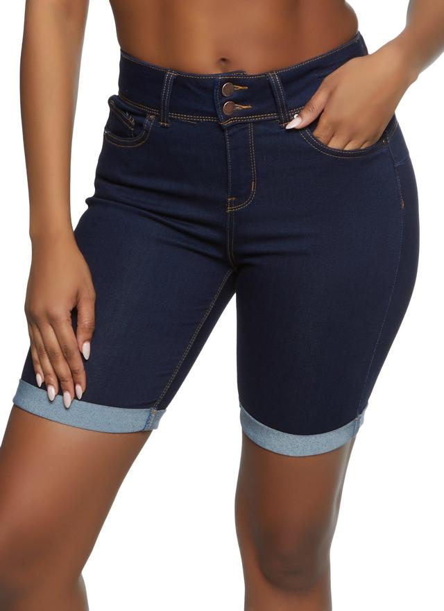 Womens WAX Double Button Bermuda Denim Shorts Product Image