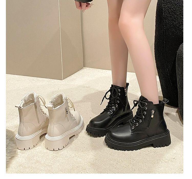 Lace-Up Platform Chunky Heel Short Boots Product Image