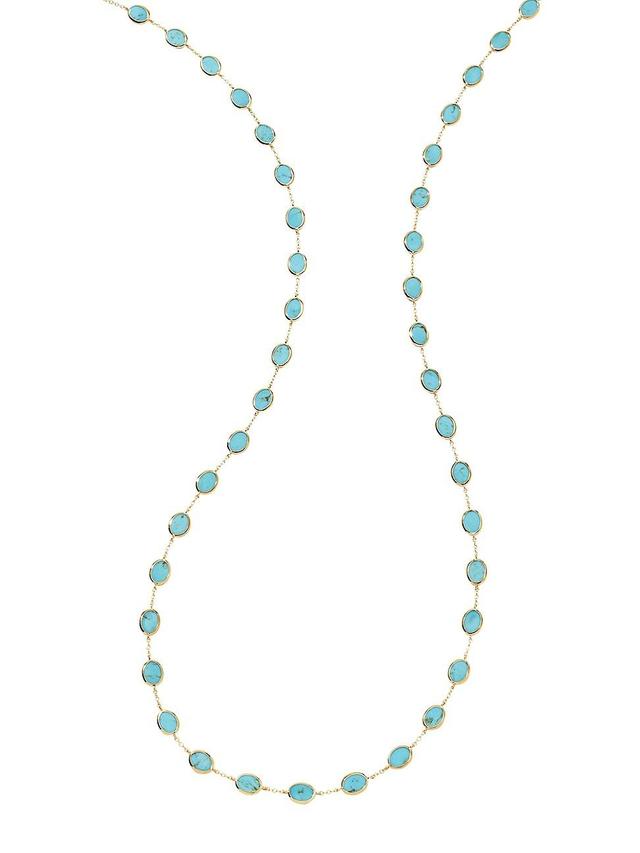 Womens Polished Rock Candy 18K Yellow Gold & Turquoise Confetti Necklace Product Image