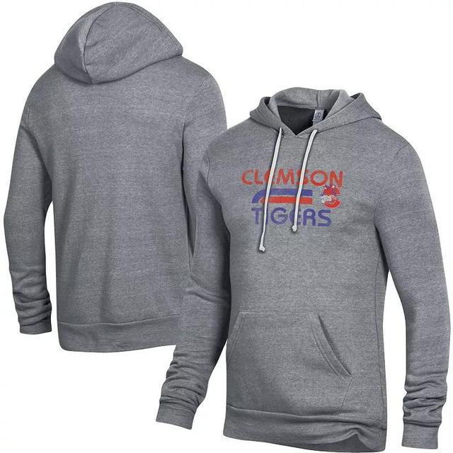 Mens Alternative Apparel Heathered Gray Clemson Tigers Team Stack Challenger Tri-Blend Pullover Hoodie Product Image