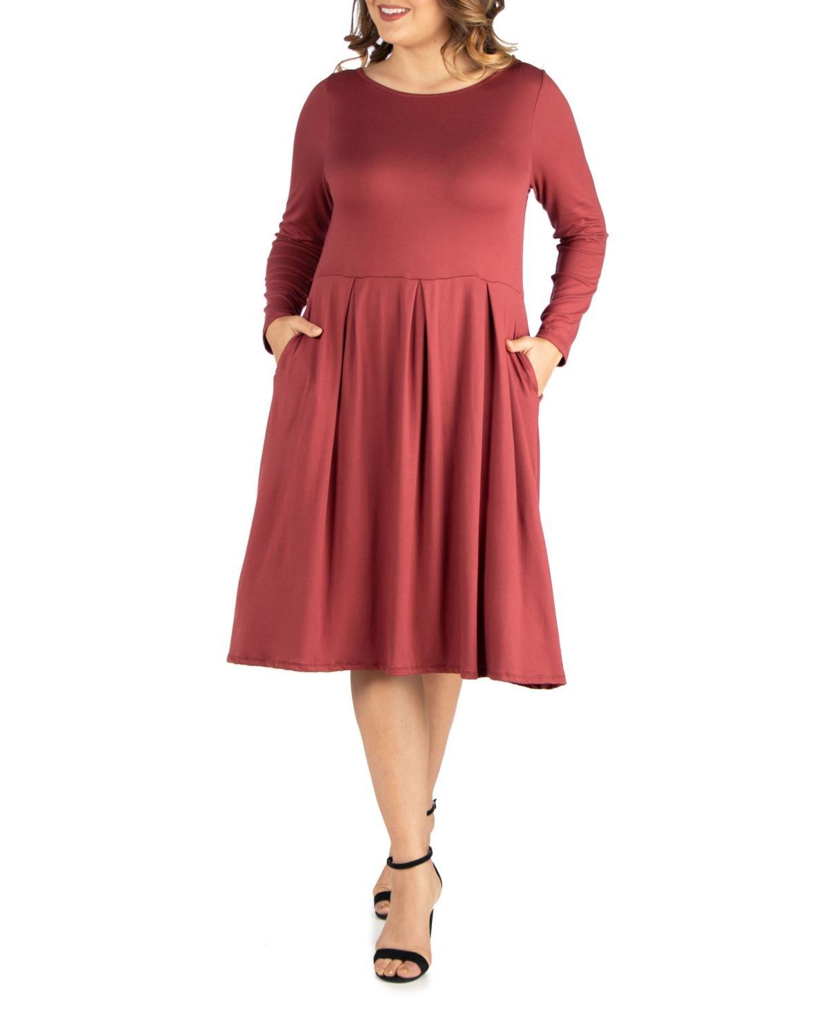 Womens Plus Size Fit and Flare Midi Dress Product Image