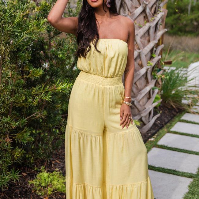 Sunny Side Of Life Yellow Strapless Jumpsuit Product Image