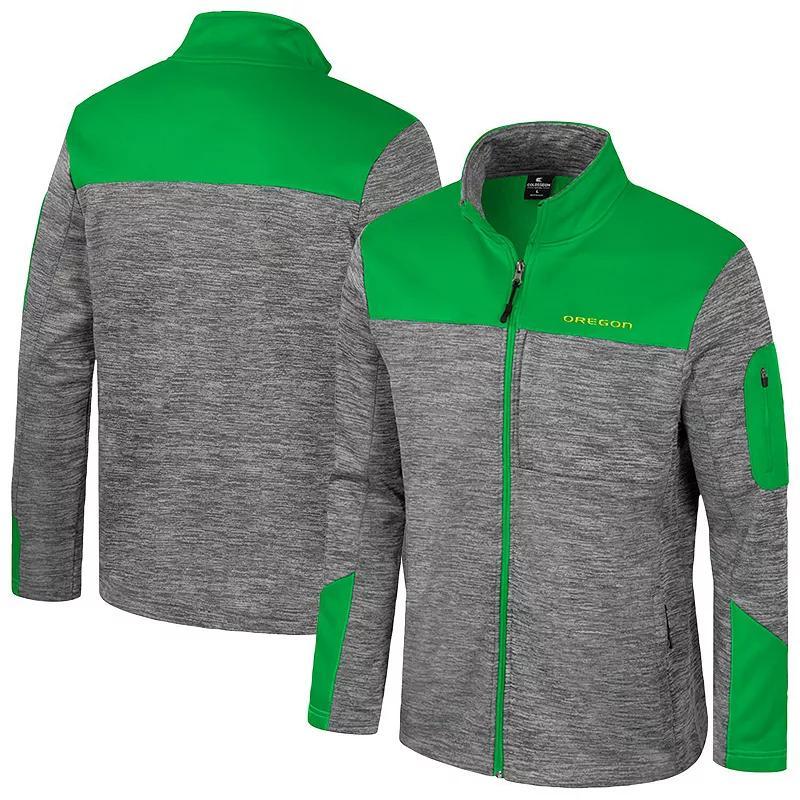 Mens Colosseum Gray/Green Oregon Ducks Guard Full-Zip Jacket Product Image