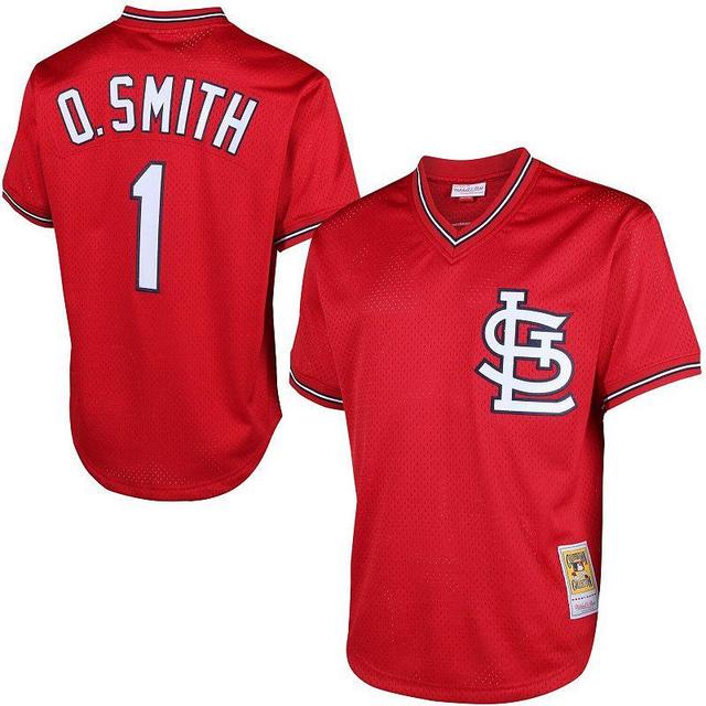 Mens Mitchell & Ness Ozzie Smith St. Louis Cardinals Cooperstown Mesh Batting Practice Jersey Product Image