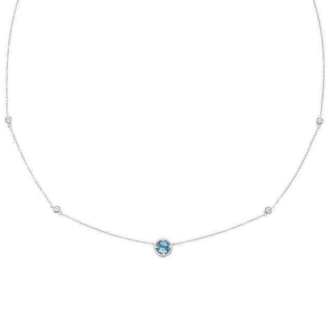 Boston Bay Diamonds Sterling Silver Genuine Swiss Blue Topaz & Lab-Grown White Sapphire Necklace, Womens Product Image