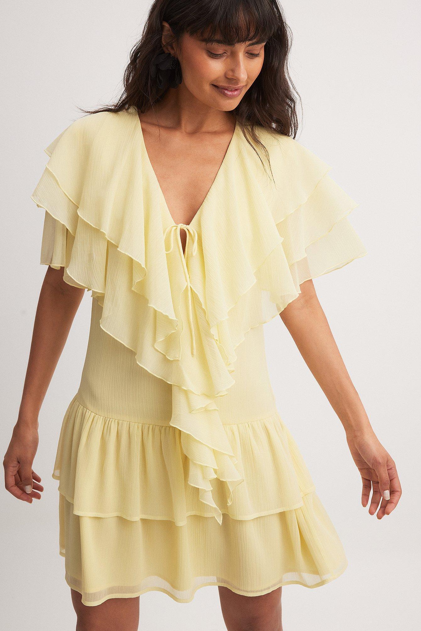 Chiffon Ruffles Detail Mini Dress Product Image