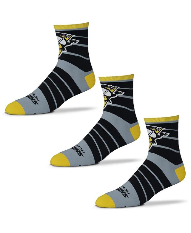 Mens For Bare Feet Pittsburgh Penguins Three-Pack Quad Socks Product Image