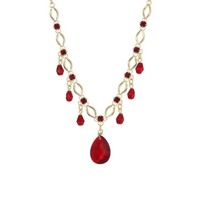 1928 Gold Tone Red Bead Necklace, Womens Product Image