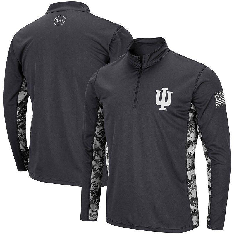 Mens Colosseum Charcoal Indiana Hoosiers Oht Military-Inspired Appreciation Digi Camo Quarter-Zip Jacket Product Image