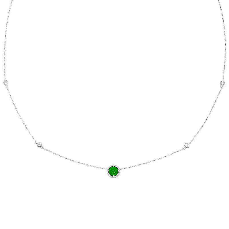 Boston Bay Diamonds Sterling Silver Lab-Grown Emerald & White Sapphire Necklace, Womens Green Product Image