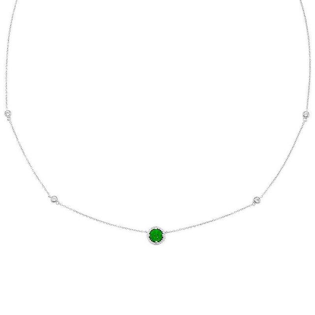 Boston Bay Diamonds Sterling Silver Lab-Grown Emerald & White Sapphire Necklace, Womens Green Product Image