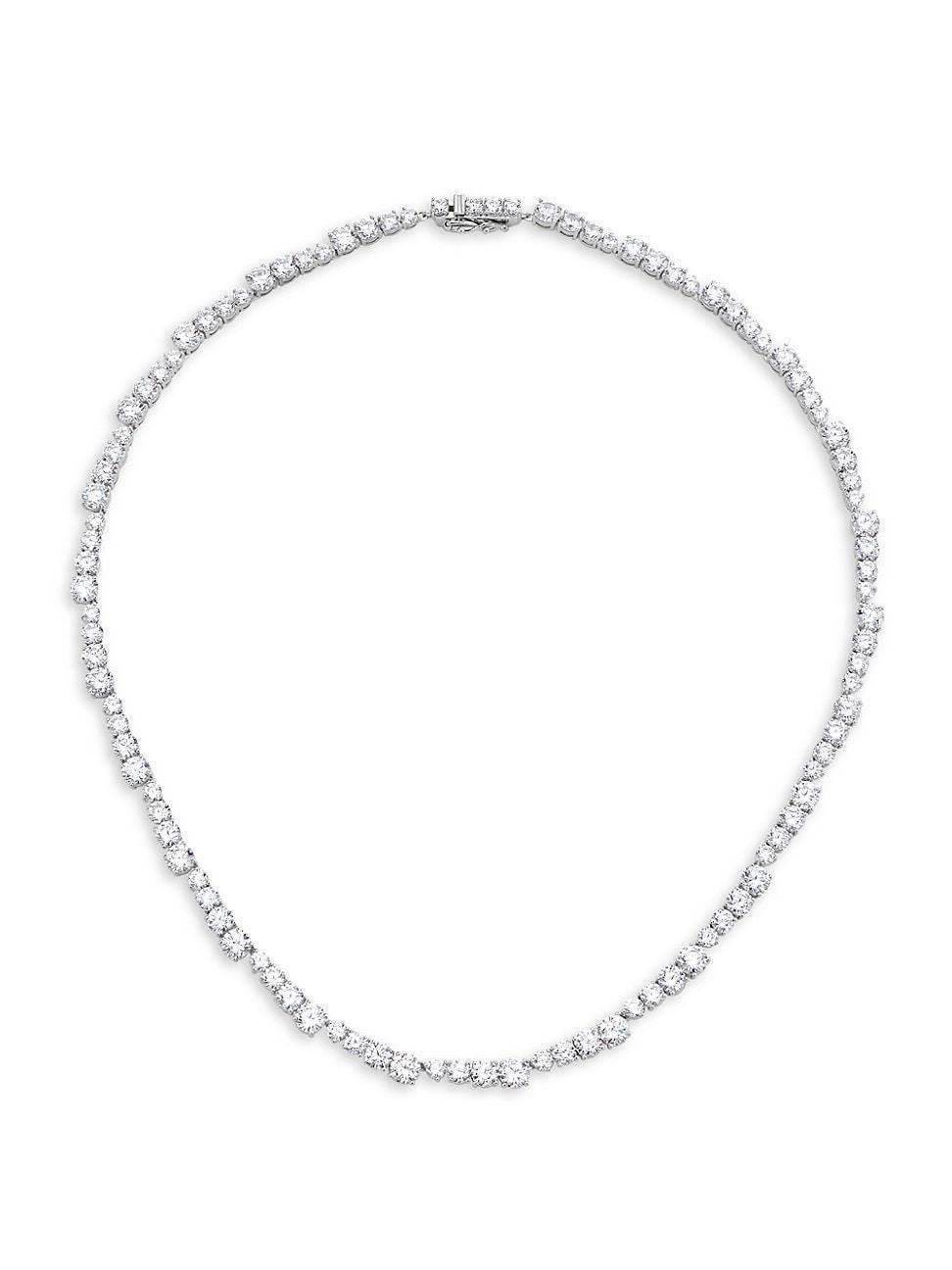 Womens Bubbly Bubble Rhodium-Plated & Cubic Zirconia Collar Necklace - Rhodium Product Image