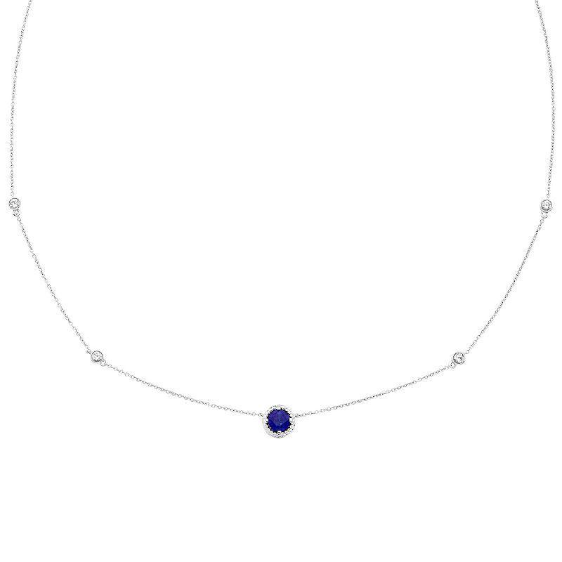 Boston Bay Diamonds Sterling Silver Lab-Grown Blue & White Sapphire Necklace, Womens Product Image