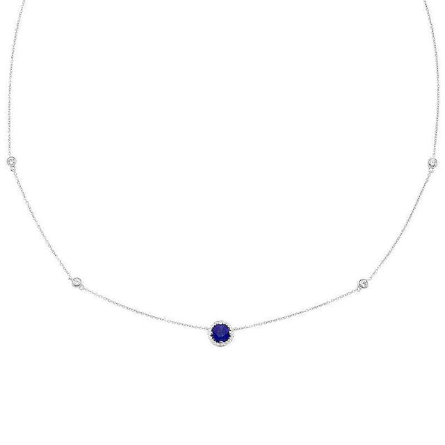 Boston Bay Diamonds Sterling Silver Lab-Grown Blue & White Sapphire Necklace, Womens Product Image