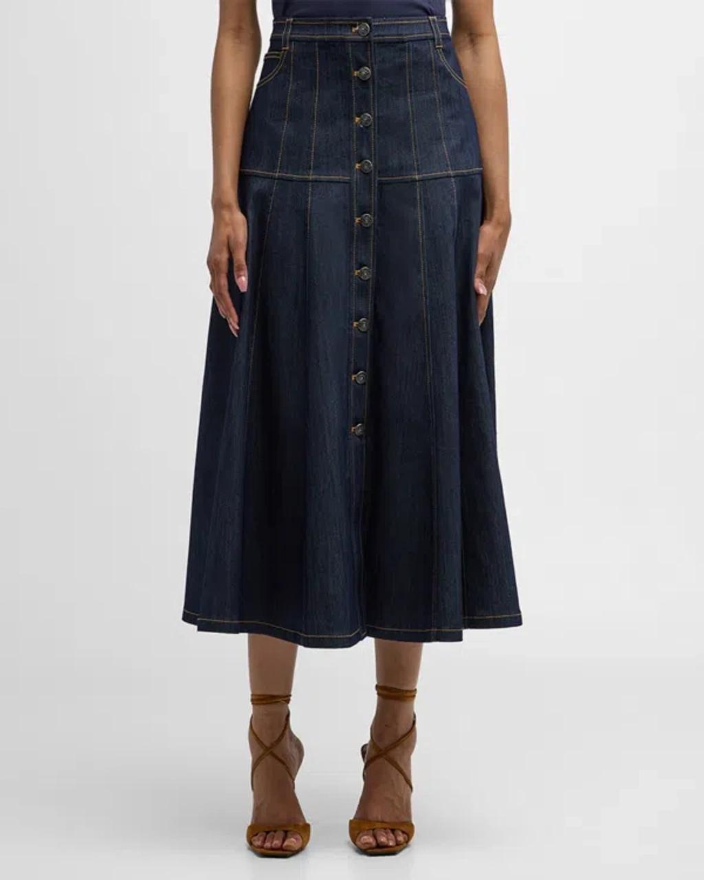 Veena Denim Midi Skirt In Indigo Product Image