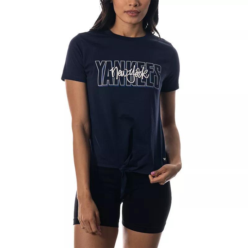 Womens The Wild Collective New York Yankees Twist Front T-Shirt Blue Product Image