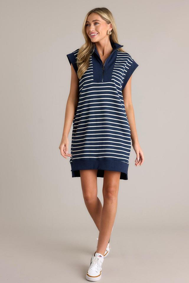 Leave It To Me Navy Stripe Mini Dress Product Image