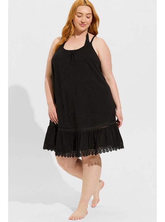 Midi Cotton Crochet Ruffle Beach Dress Product Image