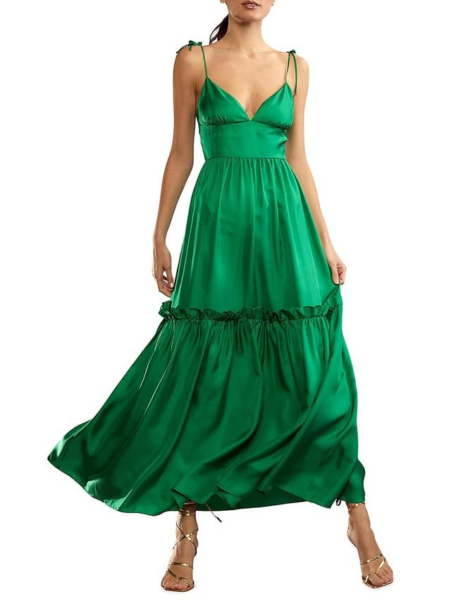 Womens Silk Tiered Maxi Dress Product Image