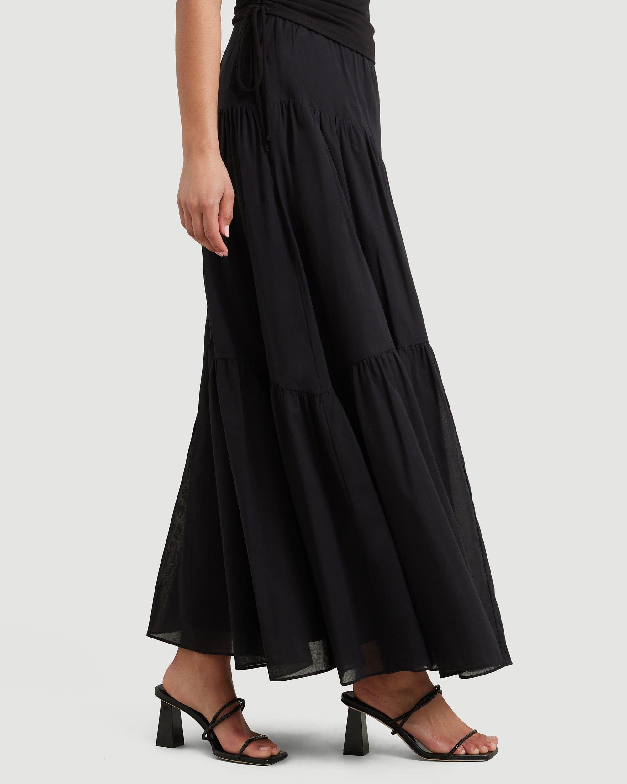 Runa Tiered Cotton Maxi Skirt Product Image