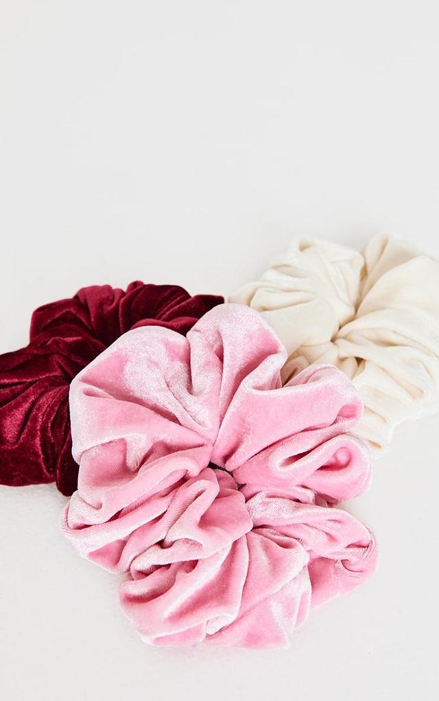 Pink Tonal 3 Pack Velvet Scrunchies Product Image