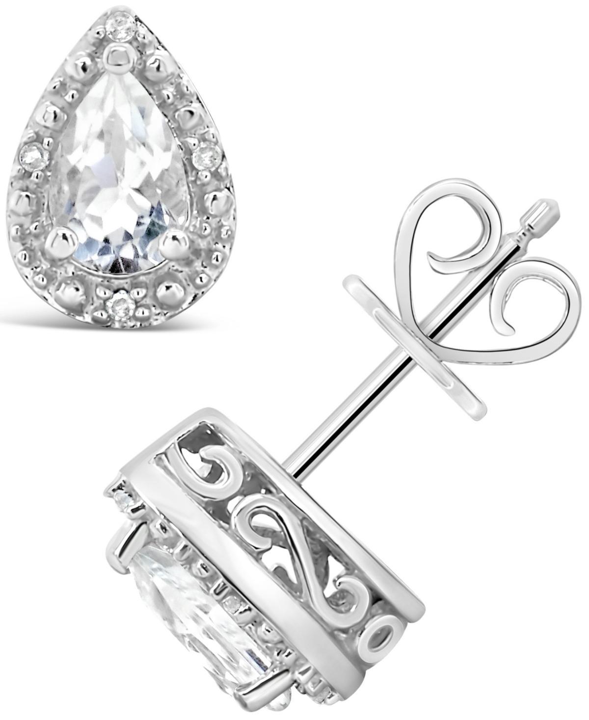 Gemstone and Diamond Accent Stud Earrings in Sterling Silver Product Image