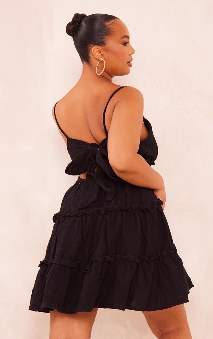 Plus Black Tiered Cheesecloth Shift Dress Product Image