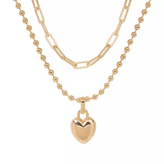 LC Lauren Conrad Gold Tone Heart Pendant Necklace, Womens, None Product Image