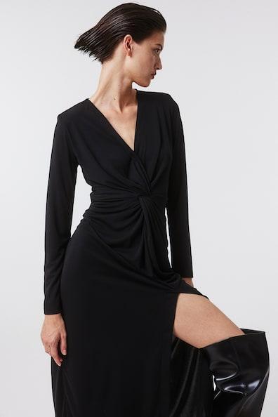 H & M - Twist-detail Dress - Black Product Image