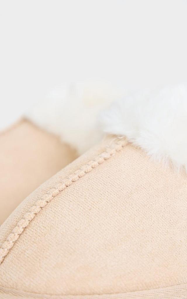 Cream Faux Suede Mule Slippers Product Image