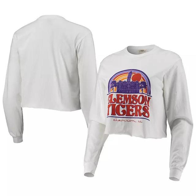 Womens Clemson Tigers Retro Campus Crop Long Sleeve T-Shirt Product Image