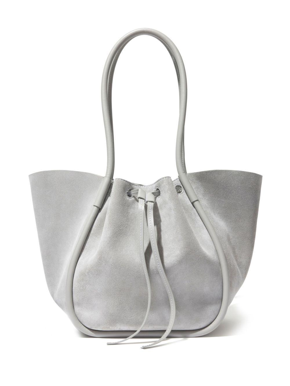 Large Ruched Tote Bag In Grey Product Image